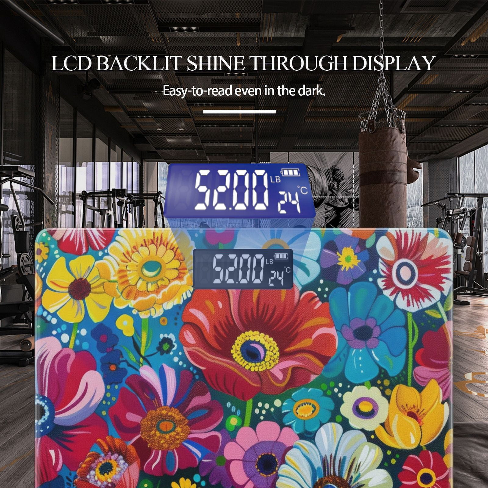 High Precision Body Weight Scale Smart Bathroom Scales with Large LCD Display(400lbs),Decorative for Bedroom-Vibrant And Colorful Floral Garden Filled With Blooming Flowers