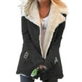 thumbnail image 1 of Innerwin Jacket Long Sleeve Ladies Coat Winter Warm Solid Color Thicken Plush Overcoats Black S, 1 of 2