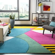 Safavieh Hollywood Priscilla Abstract Area Rug, Peacock Blue/Fuchsia, 8' x 8' Square