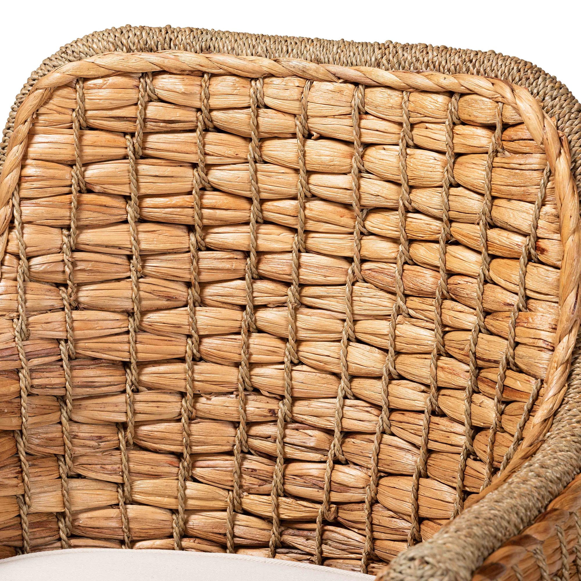 bali & pari Kyle Rattan and Seagrass BOHO Dining Chair, Natural Brown