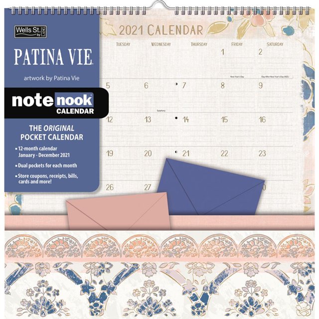 Wells Street by LANG Patina Vie Note Nook Pocket Wall Calendar