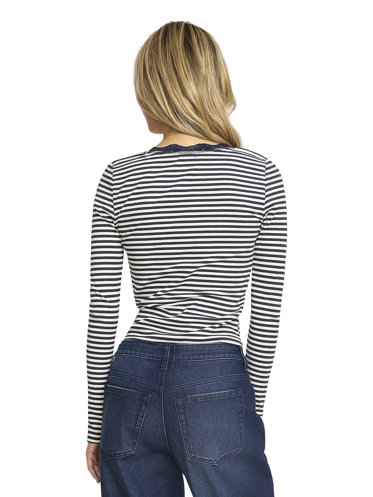 Mills by Millie Bobby Brown Women's Cut and Sew Henley Long Sleeve Top, Sizes XXS-XXXL