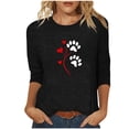 thumbnail image 2 of VgaVtl Womens Tee Shirts Valentines Day Graphic 3/4 Sleeve Women Tops Crew Neck Fancy Holiday Casual Black Loose Tops, 2 of 4