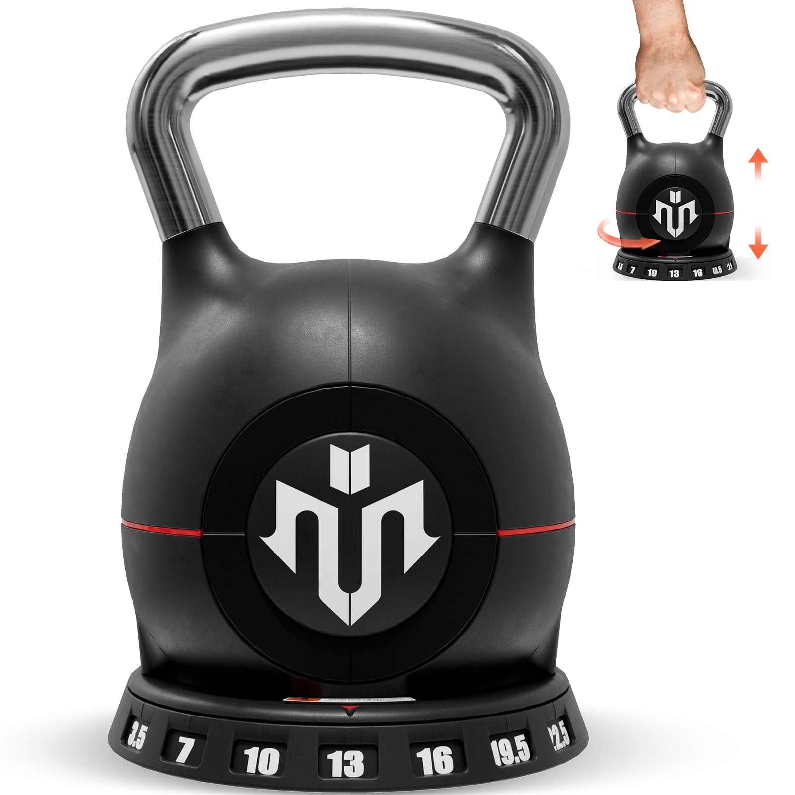 Mikolo Adjustable Kettlebell Weight Set-Quickly Adjusts 7 Weights,Ergonomic kettlebell sets for Home Gym 3.5-22.5 LBS
