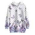 thumbnail image 4 of Xoenoiee Purple Butterfly Lavender Bow Print Girls Long Hoodie for Kids Fashion Long Sleeve Sweatshirt Dresses Pullover Sweat Shirt with Front Pocket Athletic Clolthing Fall Outfits, 7-8 Years, 4 of 7
