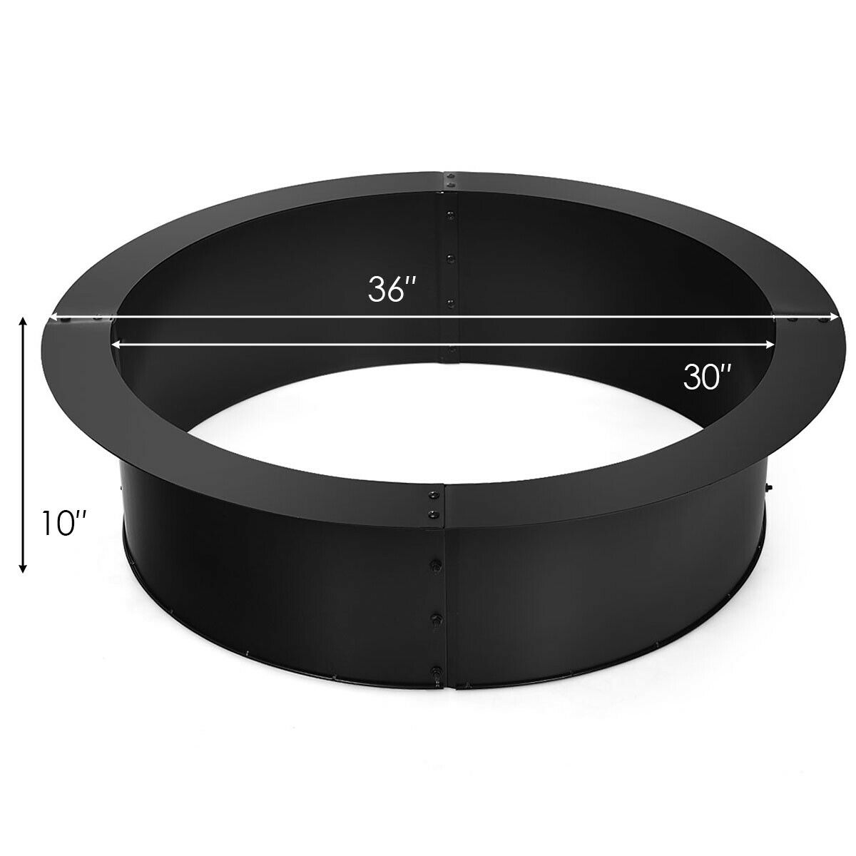 Gymax 36 Inch Round Steel Fire Pit Ring Liner DIY Wood Burning Insert - image 8 of 10