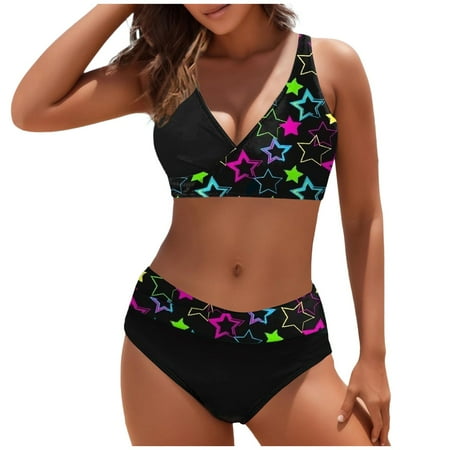Sngxgn Women Swimsuit Bikini Set High Waisted Push up Cheeky Drawstring Two Piece Bathing Suit(Blue S)