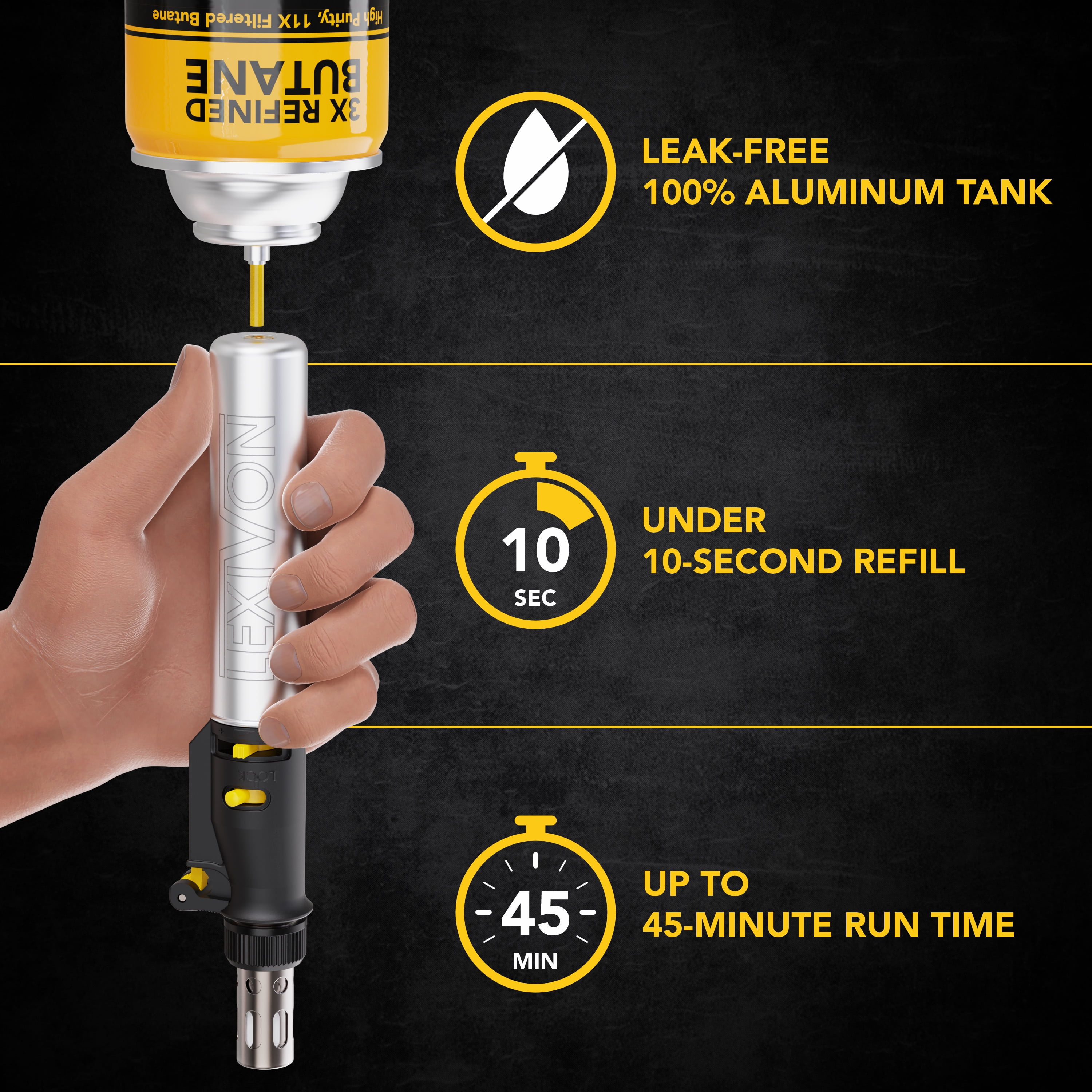 LEXIVON Cordless Soldering Iron Kit with 7 Tips, Adjustable Flame and Self-Igniting Trigger 125W