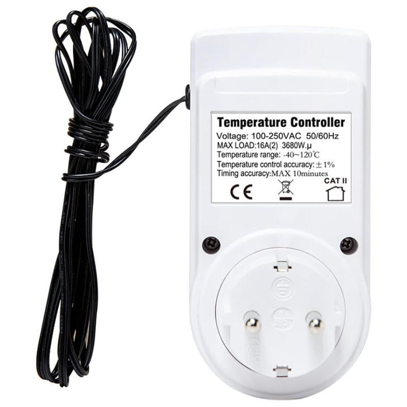 Thermostat Temperature Controller Socket Outlet with Timer Switch 16A Heating Cooling Timing Mode EU
