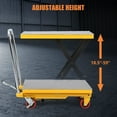 thumbnail image 2 of Hydraulic Lift Table Cart 500lbs, Lift Table Capacity 28.4" Lifting Height, Manual Single Scissor with Pressure Relief Bar, 4 Wheels Non-Slip Pad Thickness 3mm for Material Handling, 2 of 7