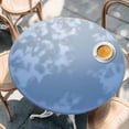 thumbnail image 2 of Blue Ombre Round Tablecloth, Fitted Table Cover with Elastic for 55"-60" Round Tables, Modern Minimalist Gradient Aesthetic Table Cloth Outdoor Indoor Dinning Party Waterproof Tablecloths, 2 of 7