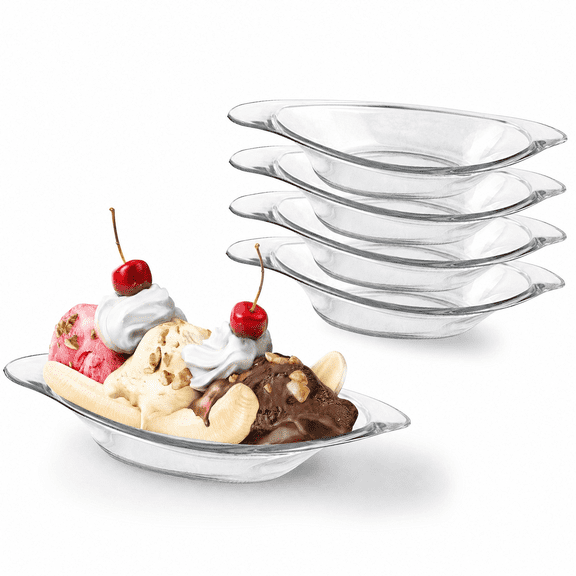 FytStycale 4 Pieces Banana Split Bowls Serving Plates Food Storage Container Acrylic Sundae