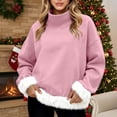 thumbnail image 1 of Chandails d'Automne et d'Hiver Grande Taille pour Femmes, Mode Féminine Décontractée, Col Roulé Imprimé, Haut à Manches Longues, Chandail, Chandails à Capuchon Amusants, Rose, TTTG, 1 of 5