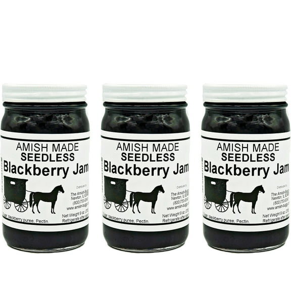 Amish Jam Seedless Blackberry - 8 Oz Set of Three Jars