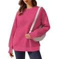 thumbnail image 2 of QATAINLAV Workout Tops for Women with Thumb Holes Casual Long Sleeve Sweatshirt Solid Color Crew Neck Loose Pullover Tunic T-Shirts, Hot Pink, S,, 2 of 10