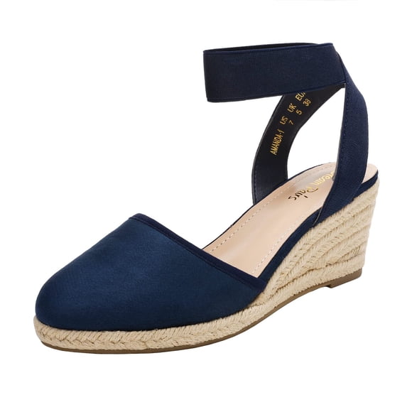DREAM PAIRS Amanda-1 Sandalias de Cuña para Mujer en Azul Marino Talla 5.5 US