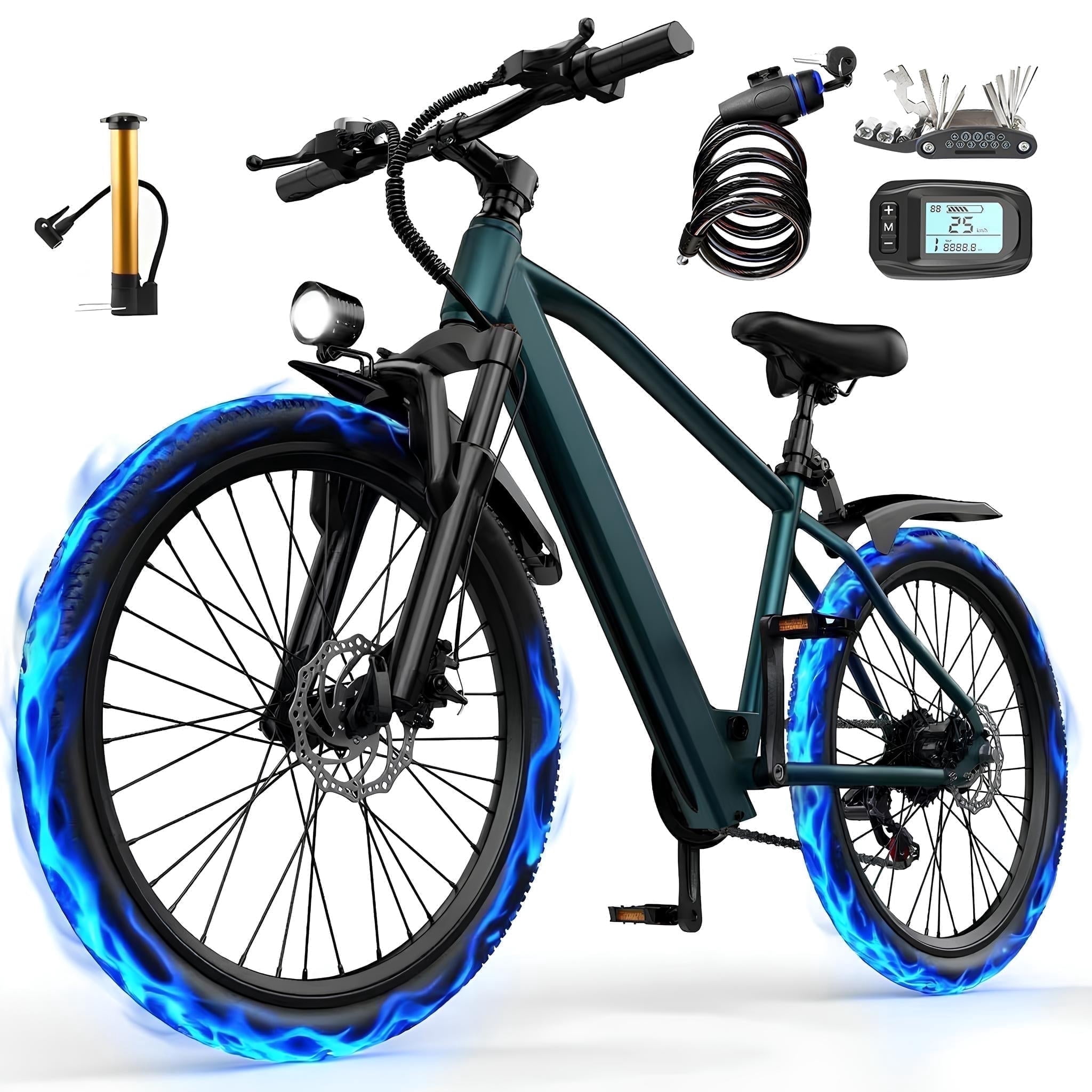 Varun 24-inch Electric Mountain Bike – 500W Motor, 20MPH, 36V Battery For Commuting & Trails