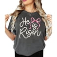 thumbnail image 4 of He Is Risen Christian Shirt for Women - Pearl Bow Easter Faith Graphic Tee Pepper Shirt Adult Large, 4 of 7