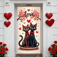 thumbnail image 6 of Feline Theme Love Banner Red Bow Ties Valentine Display Heart Pattern Cherry Blossom Design Backdrop for Valentine's Day Romantic Party Wedding Decoration, 6 of 9