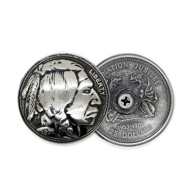 CRAFTMEMORE 2pcs 1-3/8 Inches Indian Head Screw Back Conchos Gaur Rodeo Cowboy Leathercraft Embellishment Buttons CHS38 (Black Silver)
