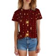 thumbnail image 5 of MEICHEN Women's Shirt T Shirt Glitter Shirt Fashion Starry Summer Shirt Round Neck Short Sleeve Top Outfit, 5 of 9