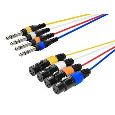 Monoprice 4-Channel TRS Male to XLR Female Snake 25AWG Cable Cord - 10 Feet- Black With Slim, Molded Connector Housing