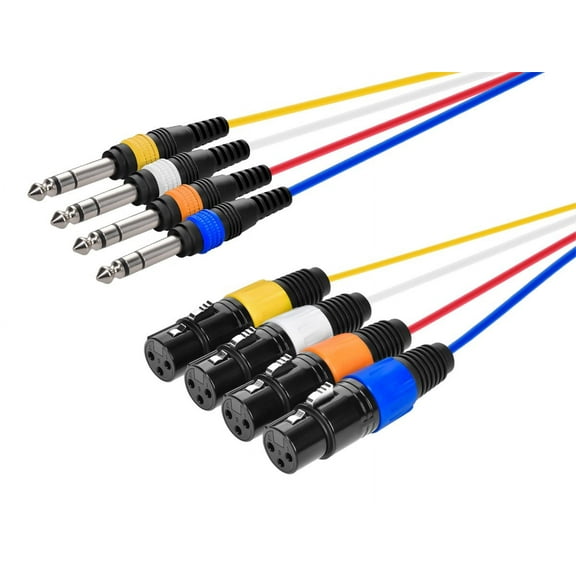 Monoprice 4-Channel TRS Male to XLR Female Snake 25AWG Cable Cord - 10 Feet- Black With Slim, Molded Connector Housing