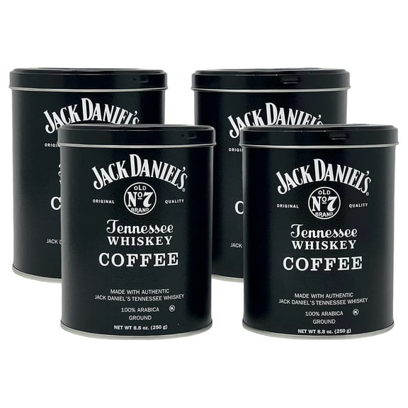 Jack Daniel's Coffee (4 Pack, 8.8oz Each) Bundled with Complimentary Measuring Spoon (1 Tbsp) - 100% Arabica, Medium Roast, Ground Gourmet Coffee, Kosher