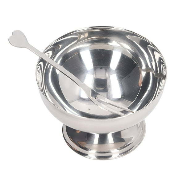 Ice Cream Bowl, Anti Rust And Sturdy Stainless Steel Bowls With Cup And Fork Dining Serving Bowls For Desserts Puddings Salads Dips Trifles And Tastings