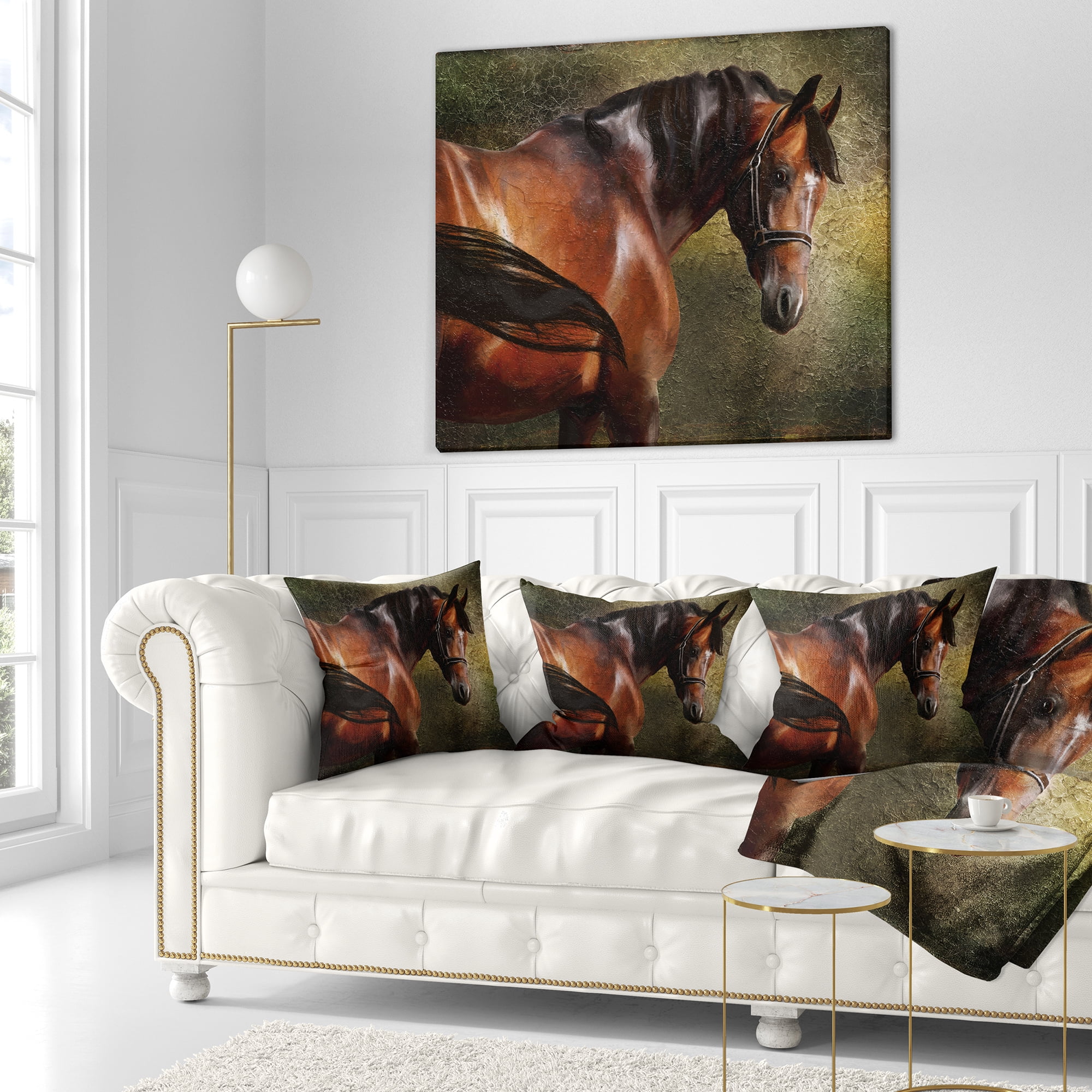 Designart The Thoroughbred - Animal Throw Pillow - 16x16