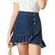 thumbnail image 1 of Falda de mezclilla con Botones Delanteros y dobladillo irregular Allegra K Azul talla M, 1 of 6