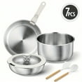 thumbnail image 1 of Bamboohart 10pcs/7pcs Stainless Steel Pots And Pans Set  Kitchen Cookware Sets Stainless Steel  Stainless Steel Pot And Pan Set with Detachable Handle  Oven Safe  Induction Ready, 1 of 7