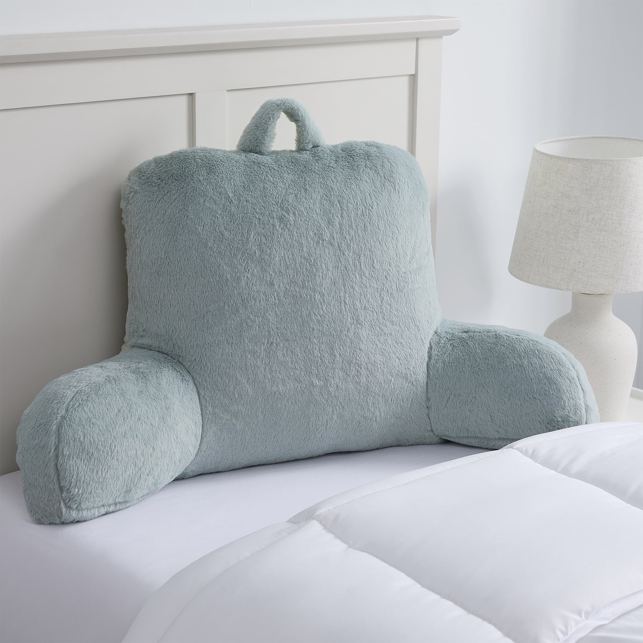 Mainstays Faux Fur Plush Bedrest Pillow, Specialty Size, Green