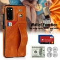 thumbnail image 3 of Dteck for Samsung Galaxy S20 Plus Wallet Card Case, Shockproof Premium PU Leather Soft TPU Business Cover with Wrist Strap Kickstand Flip Stand Protection Case, khaki, 3 of 7