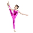 thumbnail image 3 of Eandarui Kids Girls Shiny Metallic Camisole Leotard Ballet Dance Workout Full Length Unitard Jumpsuit Rose M, 3 of 8