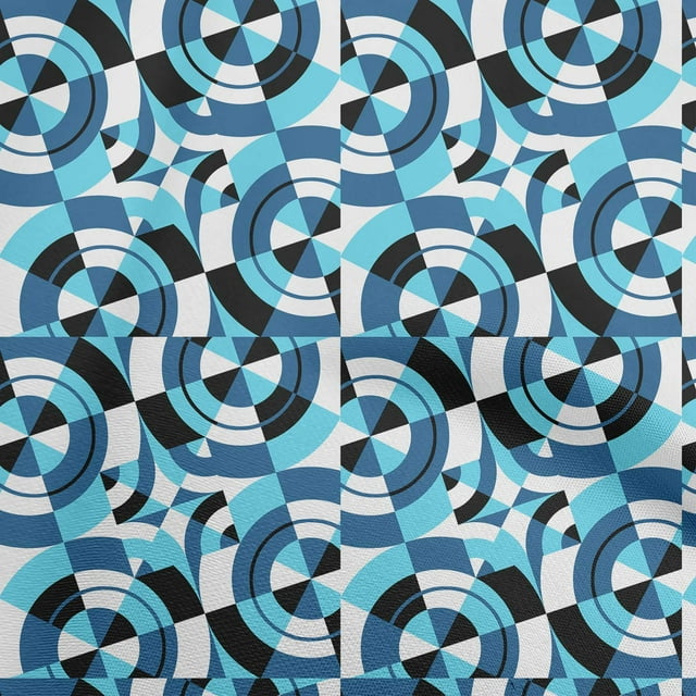 oneOone Viscose Chiffon Blue Fabric Geometrical Craft Projects Decor Fabric Printed By The Yard 42 Inch Wide