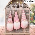 thumbnail image 3 of 3pcs Christmas Pink Mini Doll Christmas Tree Pendant Xmas Decoration for Home Gnome Doll Xmas Kids 2023 New Year Gifts navidad, 3 of 5