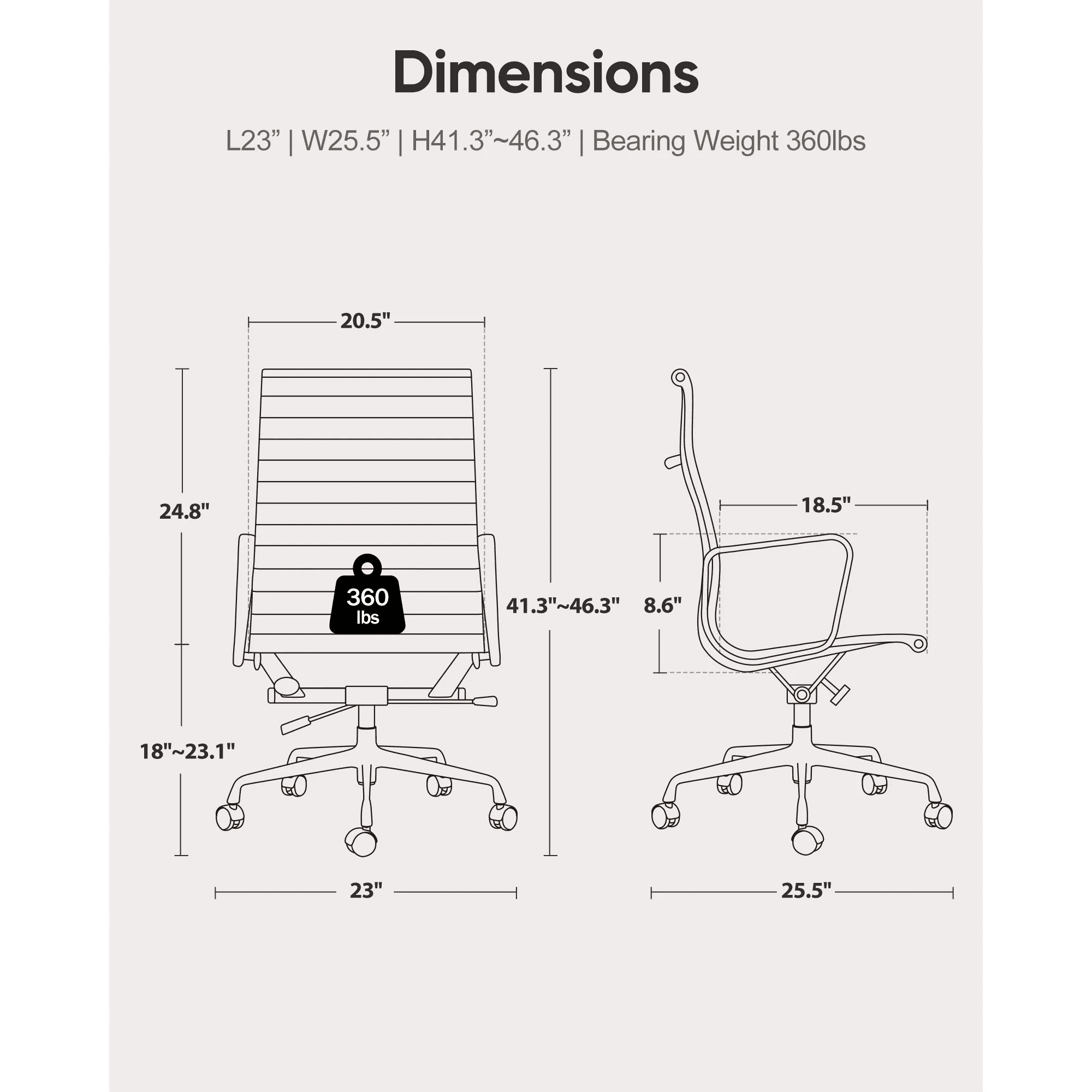 Raffle Pinker Ribbed Genuine Leather Office Desk Chair High Back Executive Conference Room Chair Adjustable Computer Chair Swivel Chair with Arms for Home Office, Brown