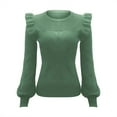 thumbnail image 3 of JJHGVB Long Sleeve Sweaters for Women Lantern Sleeve Tops for Women Crew Neck Sweater for Women's Sweater for Women Womens Basic Tank Top Womens Sweaters Winter Green S, 3 of 5