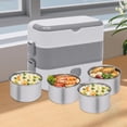 thumbnail image 2 of 2-Tier Electric Lunch Box, 200W Self Heating Rice Bowl 360° Steam Circulation Portable Electric Lunch Box 1.81 Qt Mini Pot Lunch Warmer for Offices, Homes 10.35 x 5.04 x 8.58 Inches, 2 of 7