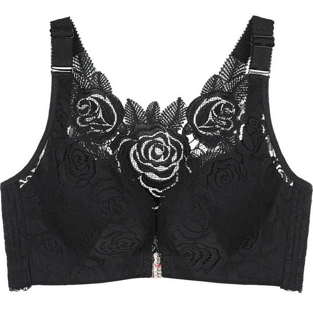 Sujetador fino con realce y hebilla delantera para otoño e invierno, ajustable, con forma de rosa, para espalda, talla grande