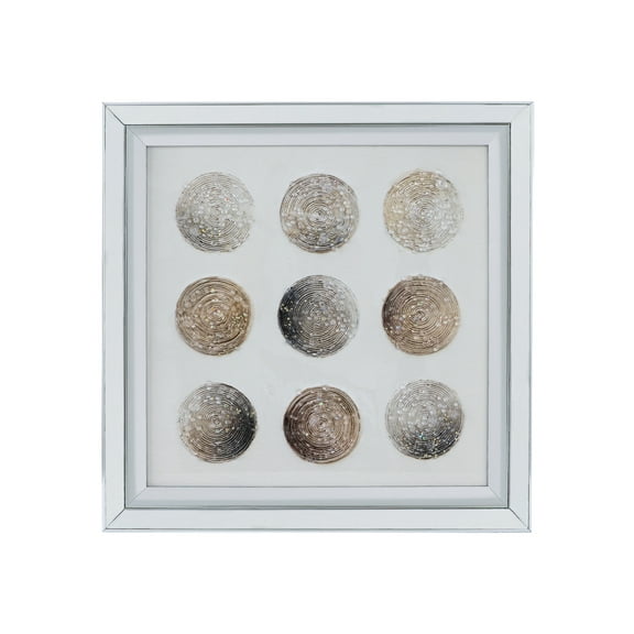 Ares Crystal Mirror Framed Wall Art - 19.5" x 19.5" - Silver/White/Bronze