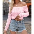 thumbnail image 4 of Suéter Corto de Punto con Cuello y Botones para Mujer, Larga, Dobladillo Acanalado. Rosa S, 4 of 10