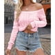 thumbnail image 4 of Suéter Corto de Punto con Cuello y Botones para Mujer, Larga, Dobladillo Acanalado. Rosa M, 4 of 10