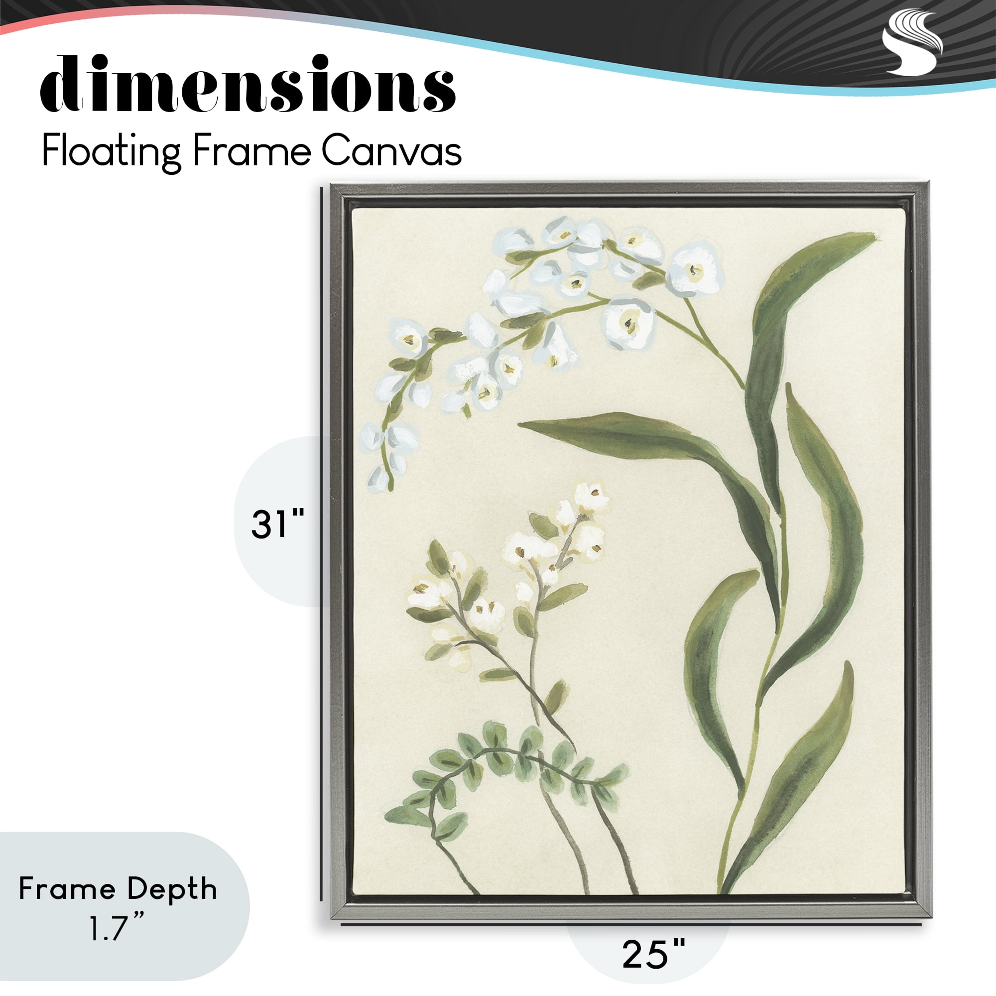 Stupell Industries Neutral Snowdrop Stems Gray Framed Floater Canvas Wall Art, design by June Erica Vess
