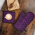 thumbnail image 5 of Purple Gothic Floral Pattern Kitchen Oven Mitt and Pot Holder Sets 2 Pcs for Baking, Cooking and Grilling, Heat Resistant Up To 392 °F, 5 of 7