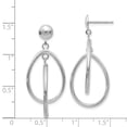 thumbnail image 3 of Real 14kt White Gold Polished Oval Dangle Post Earrings; for Adults and Teens; for Women and Men, 3 of 3