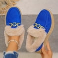 thumbnail image 5 of Pandaie Women's Slip on Loafers Fleece Lined Fuzzy Warm Winter Snow Boots Arch Support Indoor Outdoor Casual Walking Shoes Blue 8, 5 of 8