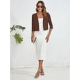 thumbnail image 2 of Chiclily Women's 3/4 Sleeve Cropped Cardigans Sweaters Coffee XL Lightweight Open Front Shrugs for Women, 2 of 7