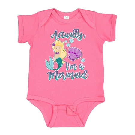 

Inktastic Actually Im a Mermaid with Seashell and Bubbles Gift Baby Girl Bodysuit